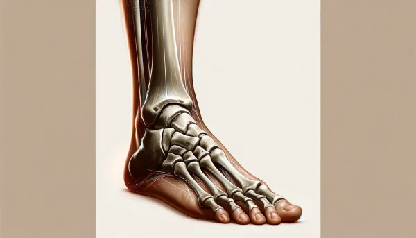 What causes pain on top of foot? Sometimes ankle sprains or fractures, pictured here.
