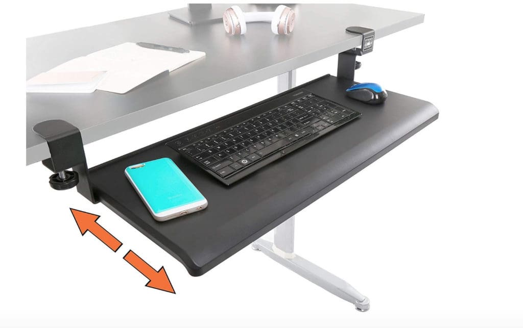Under desk mounted keyboard/mouse tray for carpal tunnel